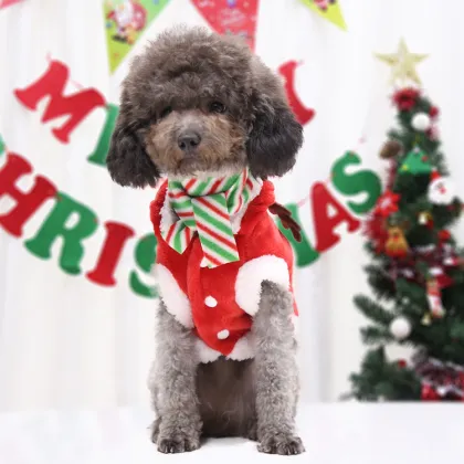 Pet Christmas day dress up costumes fashion high-end brand winter flannel elk dog clothes cat pet clothes