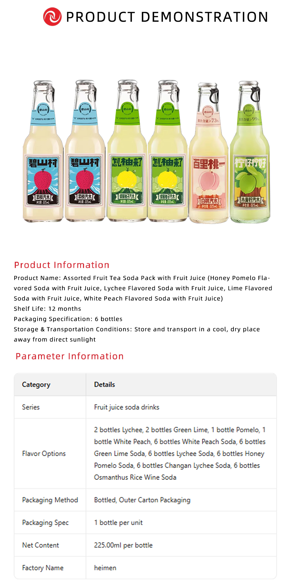 Refreshing Mixed Flavor Sparkling Beverage Pack x