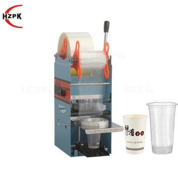 HZPK Manual Bubble Tea Plastic Paper Cups Sealer Sealing Machine for Bubble Tea Shop Equipment