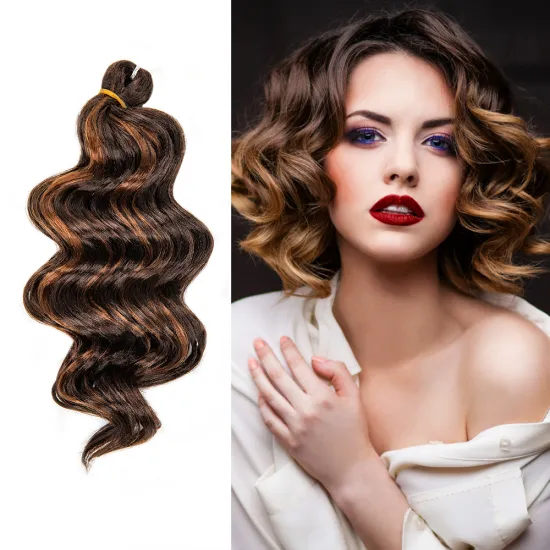 Wholesale 9 Inch Deep Wave Bundles Synthetic Hair Weaving Curly Ocean Wave Crochet Hair Extension