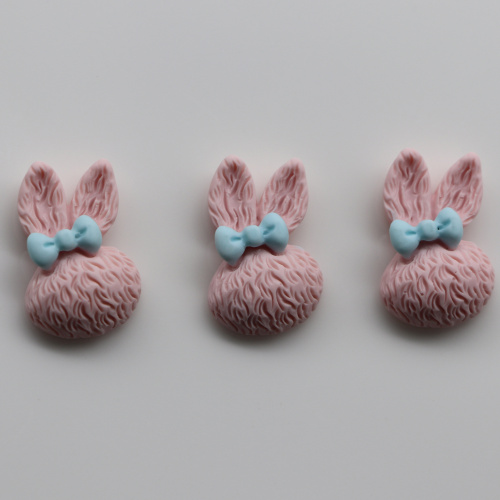 16*24.5*9MM Resin Rabbit Head With Bow Beads Charms Resin Cabochons Kawaii Rabbit Beads