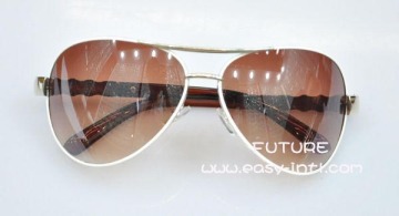 Metal Aviators Sunglasses with Faux Rhinestone