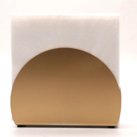 Golden minimalist semi-circular tissue storage rack