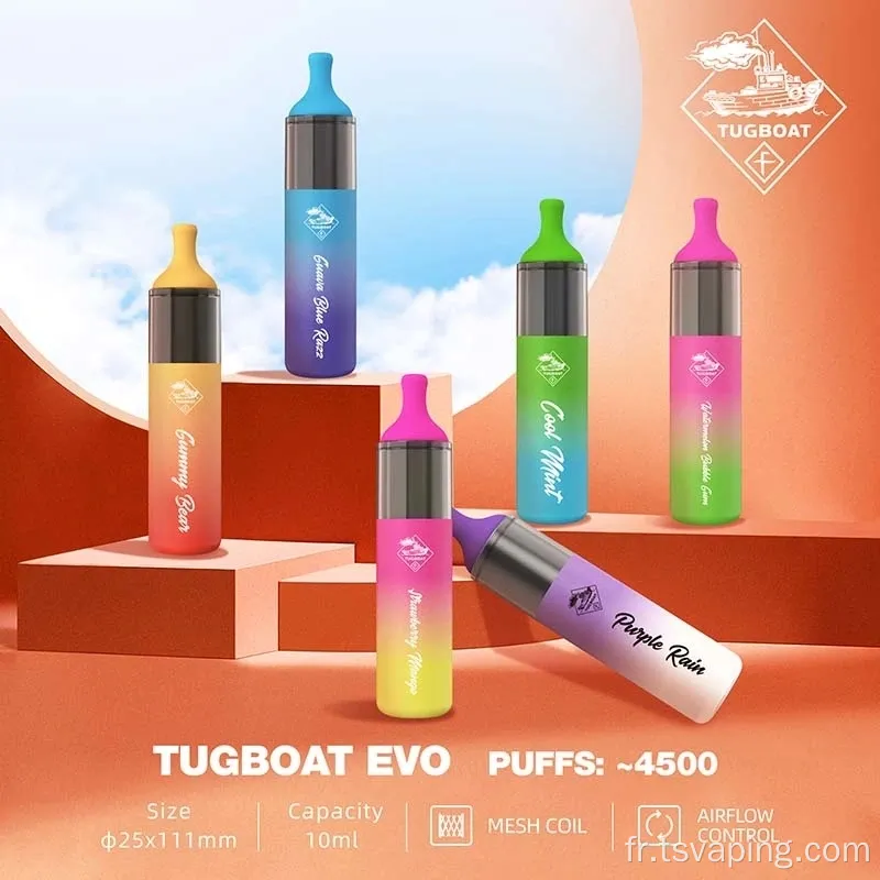 Tugboat Vaporizer personnalisé 4500puffs 12ml