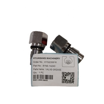 Excavator Parts Grease Valve 81N6-14240 XKBN-01579 for R210-7, R220LC-7, R250LC-7