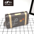 Custom retro travel style canvas cosmetic bag