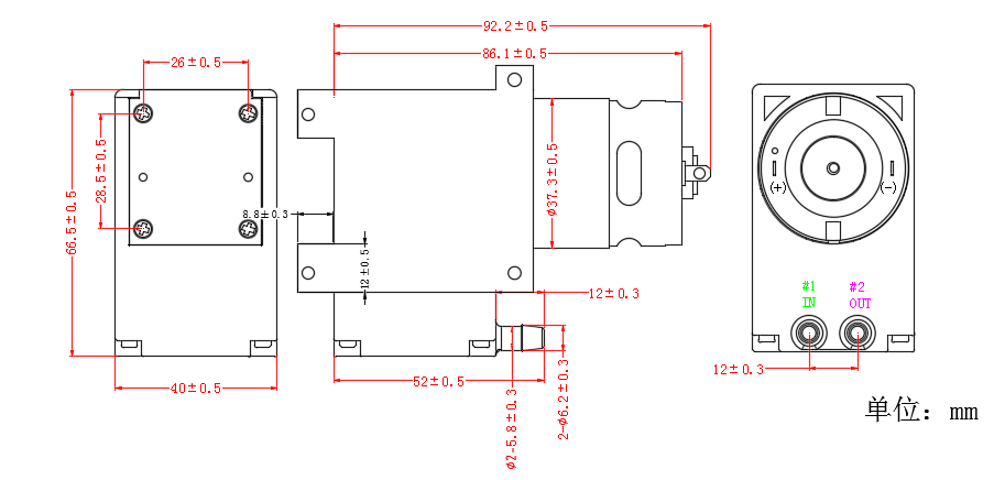 Mini Piston Vacuum Pump Dhb Zk12 Size Drawing