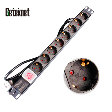 1U 8 Sockets German PDU with Overload Protector - Geteknet OEM