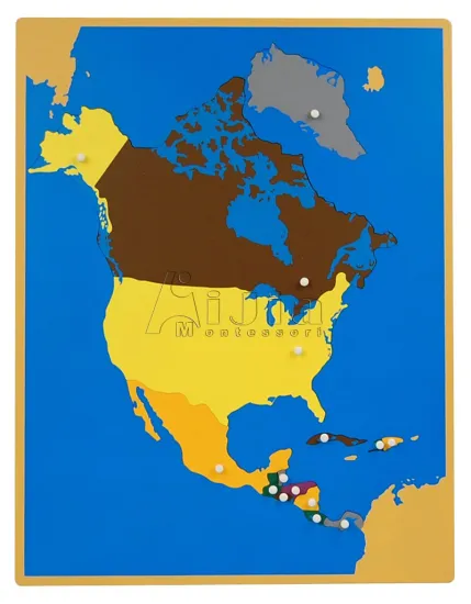 Montessori equipments- Geography North America Puzzle Map montessori materials