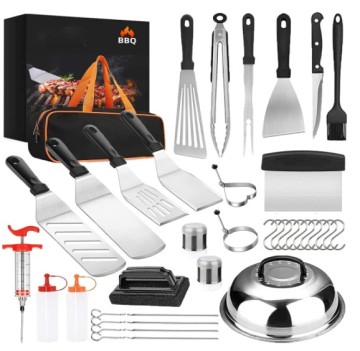 Stainless Steel All in one Grilled kitchen Tools Griddle Kit/knives/bbq grill utensils/cutlery Set For PIZZA/Tepanyaki