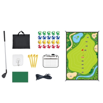 OEM Golf Chipping Game Practice Set - Indoor Hitting Mat with Balls and Clubs