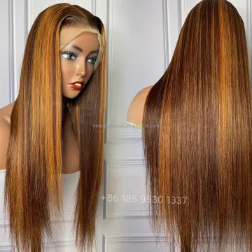 100% Virgin Brazilian Human Hair Frontal Wig 10A Grade Highlight Wigs Hot Sale Ombre Piano Color Human Hair Straight human Wigs