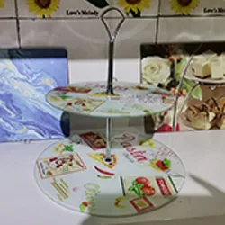 20cm diamter round glass cake tray