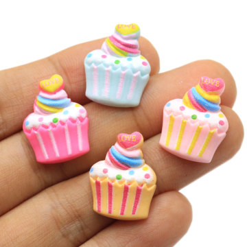 Kawaii Flatback Cute Cake Resin Decoration Artificial Craft Sweet Cone Cabochon Charms Simulation Food Hair Bows Accessory