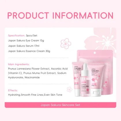 LAIKOU Sakura Facial Set: Moisturizing Skin Care for Fine Lines & Brightening