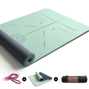 Certified Custom Non-Slip Cheap Recycled Yoga Mat with Position Lines for Home Fitness