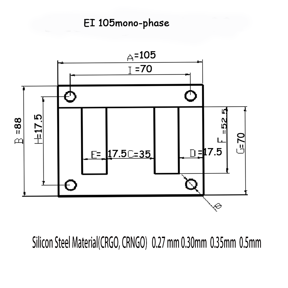 Core di laminazione non orientato del trasformatore