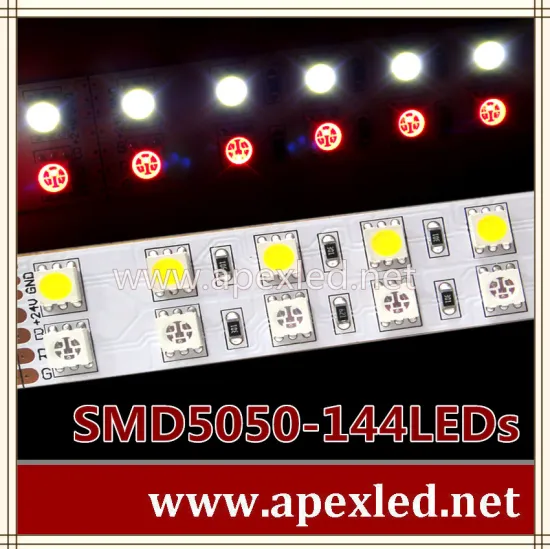RGBW led strip high intensity led ribbon light with two lines SMD 5050-144led per meter