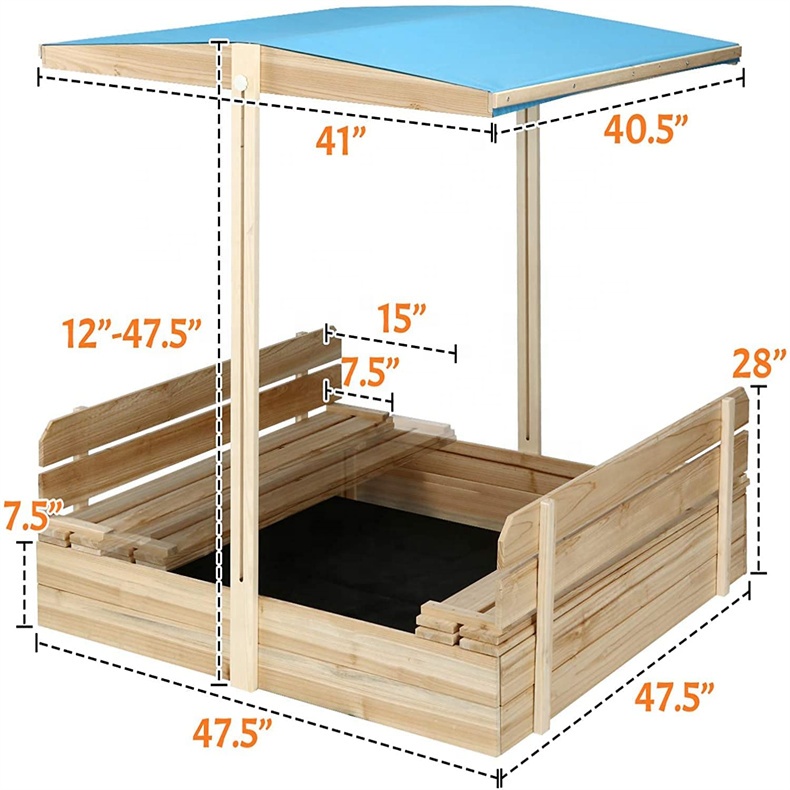 Outdoor Sandpit With Cover Adjustable Height For Beach