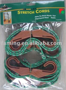 Flat shock cord w/ plastic hooks