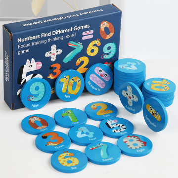 Memory Exercise: Wood Chip Learning, Number Cognition, Cartoon Digital Matching Memory Game