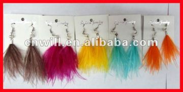 colorful feather earrings ostrich feather handmade fashion earrings