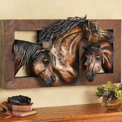 metal crafts indoor decoration bronze horse wall sculptures