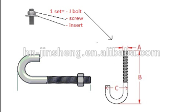 J bolts with hex nut washer