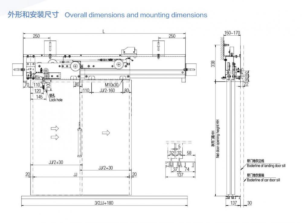 Two-speed Elevator Door Operator For XD1407A , 1800 Opening Width XD1207