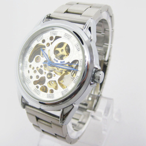 Stainless Steel Automatic Skeleton Watch (HAL-1293)