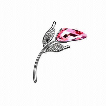 Simple design flower crystal brooch, OEM orders are welcome
