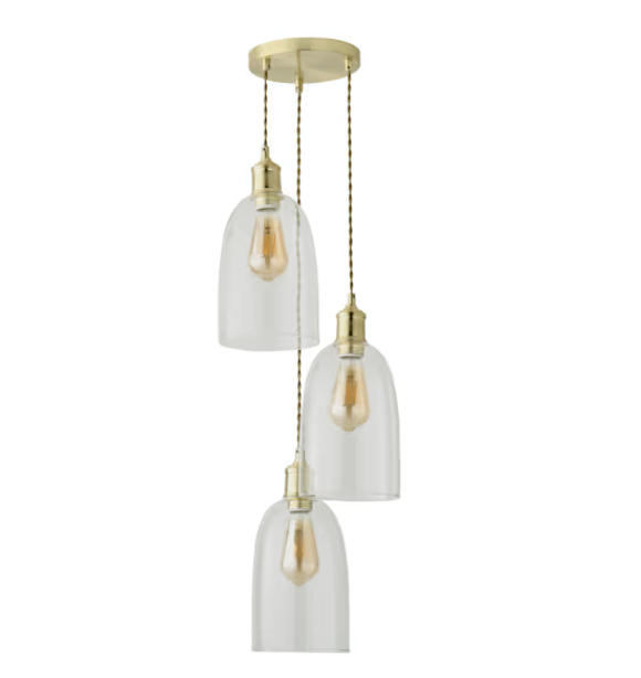 Brushed Gold Cluster Lamp Holder with Glass Dome Shades (1)