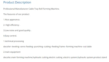 Cable Tray Roll Forming Machine line