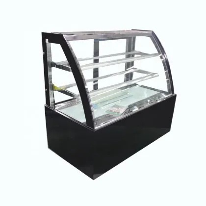 Transparent Curved Glass Showcase Bakery Pastry Cake Stand Up display fridges cakes