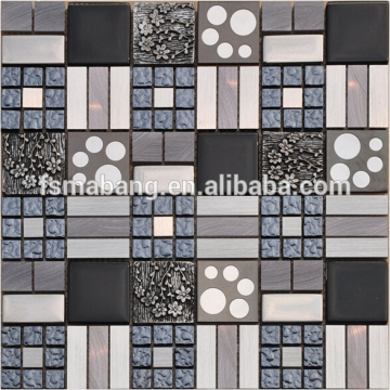 MBL5001Muti Size Brushed Aluminum Mosaic Mixed Glass Mosaic And Resin Mosaic