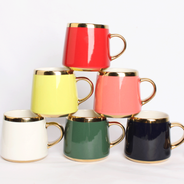 New Arrival Custom Ceramic Glazed Coffee Mug with Gold Handle
