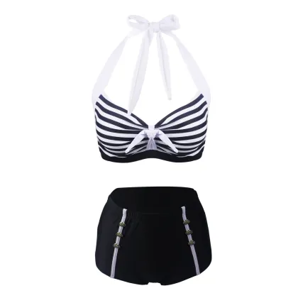 High quality bikini designers bathing suits stripe 2-piece set of bathing suits for women