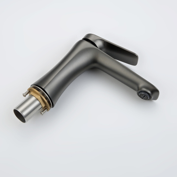 Modern Grey Brass Single-Hole Deck-Mount Hot and Cold Mixer Faucet for Kitchen and Bathroom