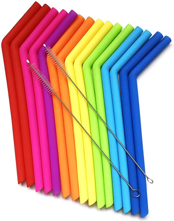 Reusable Silicone Drinking Straws Openable & Washable Silicone