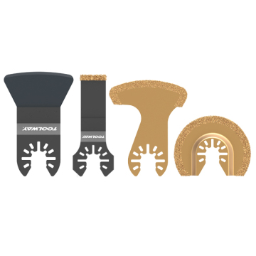 4-Piece Tilting Kit: Diamond-Coated Oscillating Multi-Tool Cut Saw Blades for Wood, Plastic, and Metal