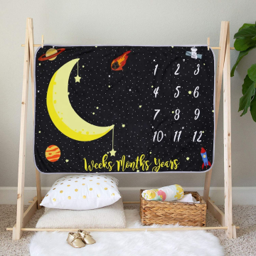 Ultra Soft Fleece Monthly Growth Milestone Baby Blanket 250gsm Flannel with Props