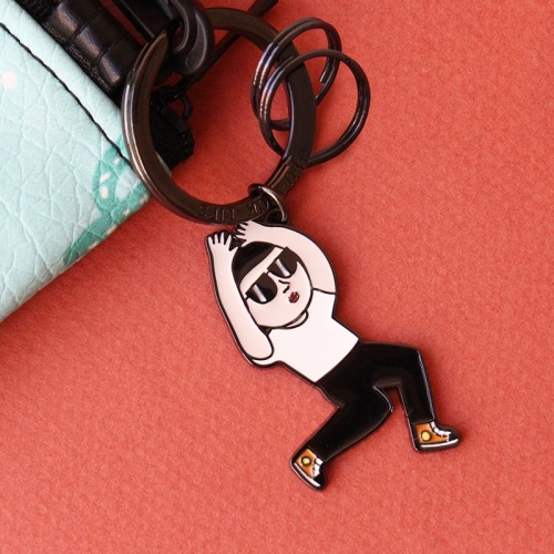 Modern weirdo life pattern plastic key chains