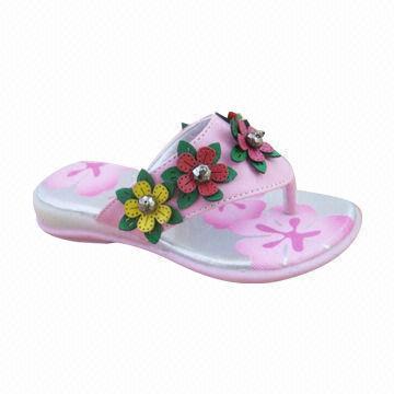 Children's Flip-flops with TPR Outsole and PU Upper Materials, Sized 22 to 35#