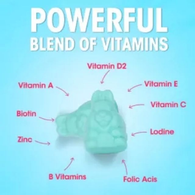 OEM/ODM Vegan Adult Blue Bear Hair Growth Supplement Vitamins Multivitamin Gummies