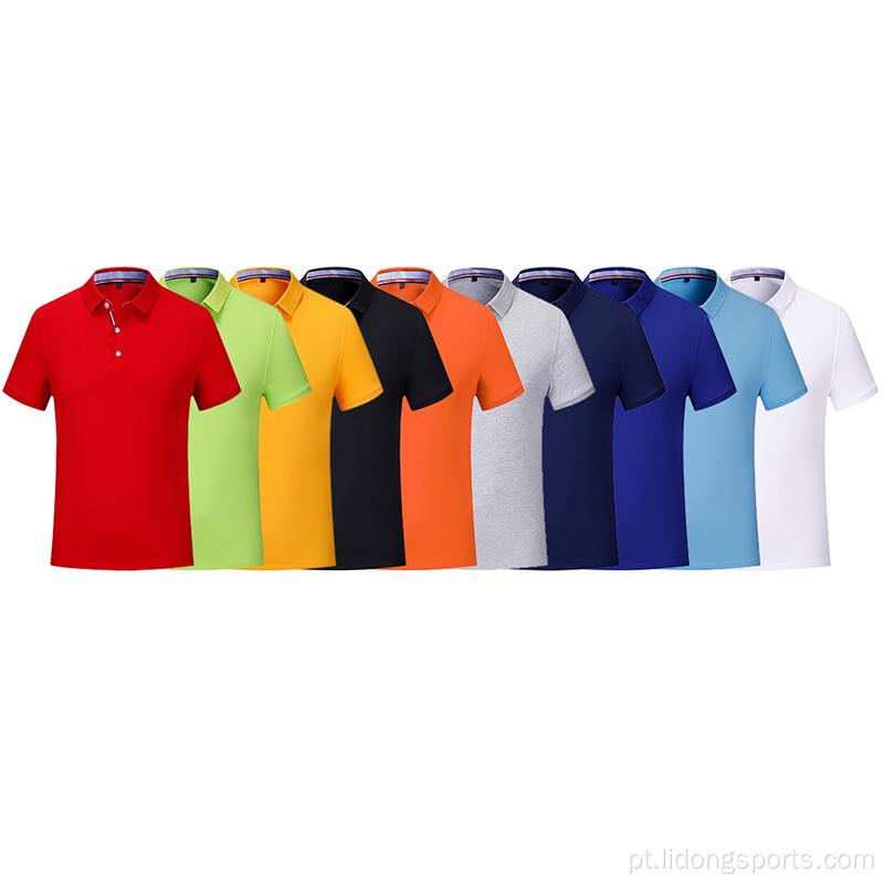 Moda Solid Color Casual Camiseta Polo de Manga Curta