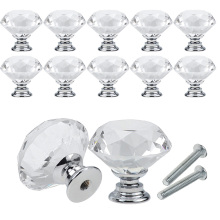 10pcs 20-40mm Diamond Shape Crystal Glass Knobs Cupboard Knob Drawer Pull Kitchen Door Wardrobe Handle Hardware Drawer Cabinet