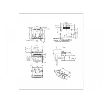 DISPLAY PORT SMT WITH CLIPS,SHELL LEG 2.0MM