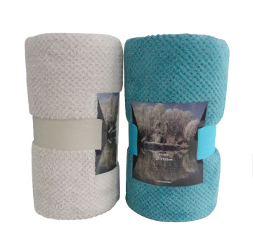 Solid Color Waffle Coral Fleece Throw