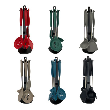 6PCS Food Grade Silicone Kitchen Utensils with Stainless Steel Handles - Storage Rack Silicone Kitchenware" 

However, for a more SEO-friendly and concise title, you might consider:

"6PCS Silicone Kitchen Utensils with Stainless Steel Handles | Storage R