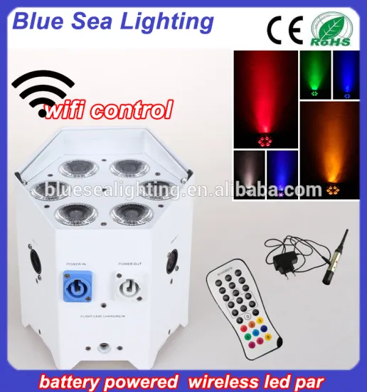 Rgbwa uv 6in1 dmx stage light wireless battery powered led par can